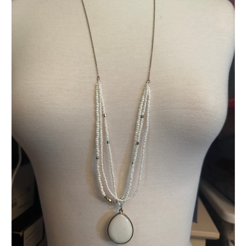 LOFT Gold and Beaded Tassel Necklace